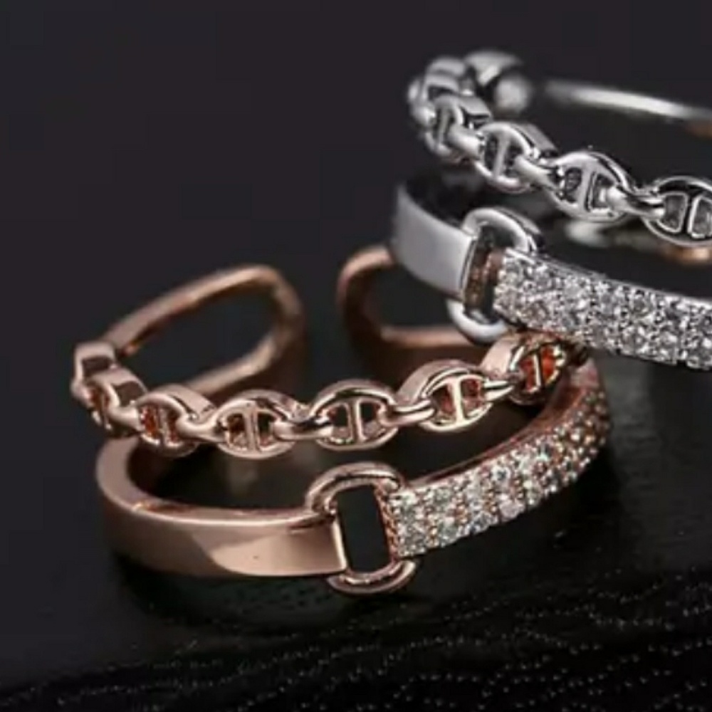 Rose Gold Adjustable Double Ring - Picture 4 of 5